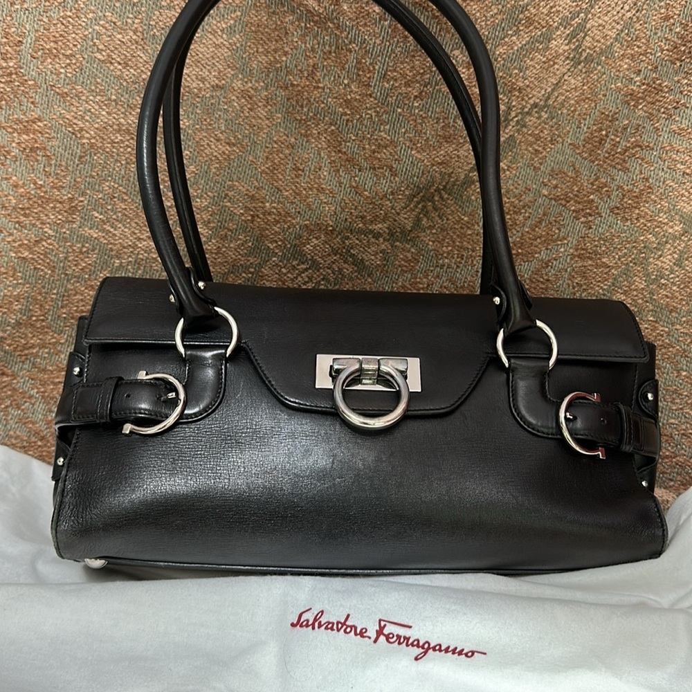 Salvatore Ferragamo Black Leather Handbag